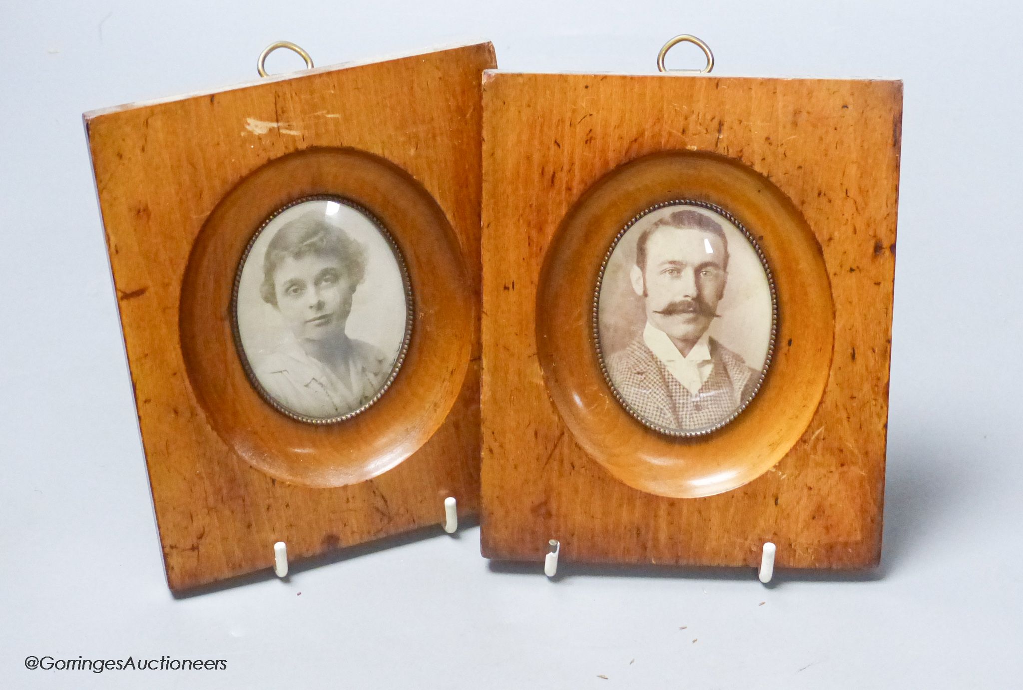 A pair of Victorian light beech photograph frames